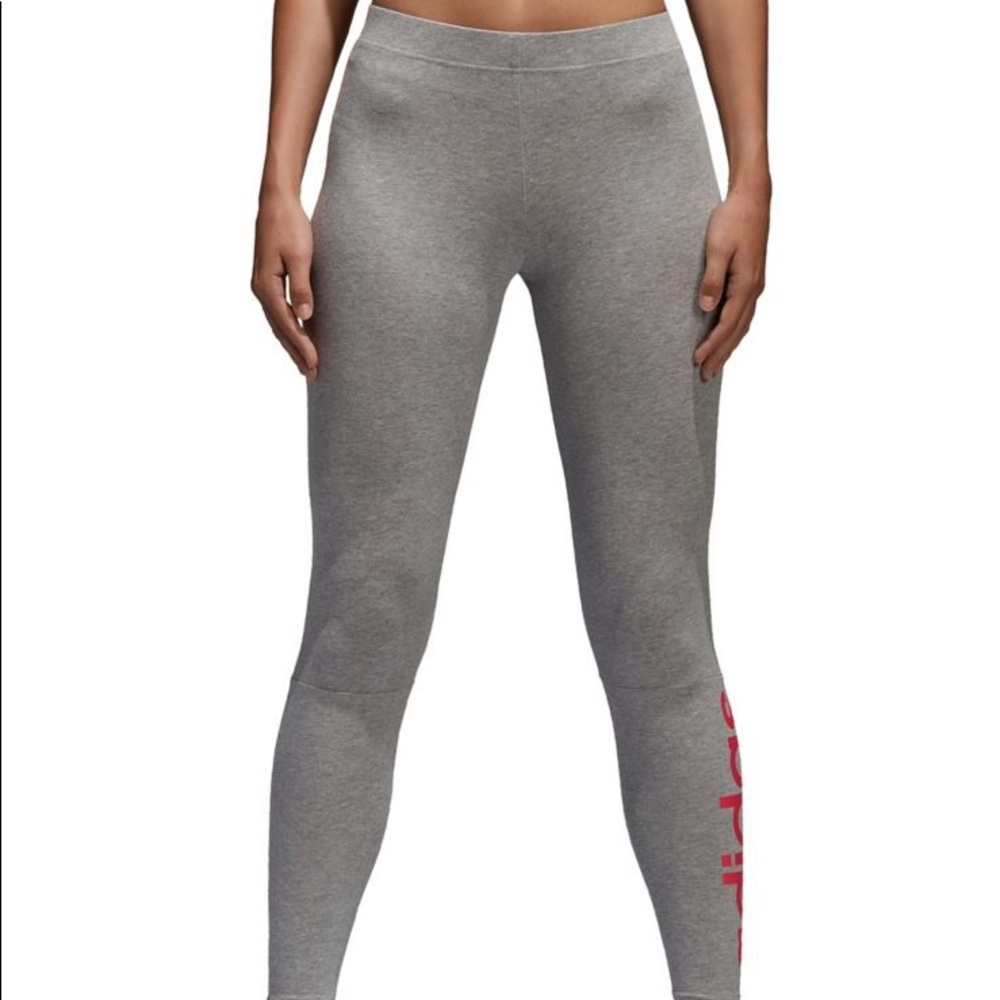 Adidas Essentials Linear Tights Gray & Real Pink L